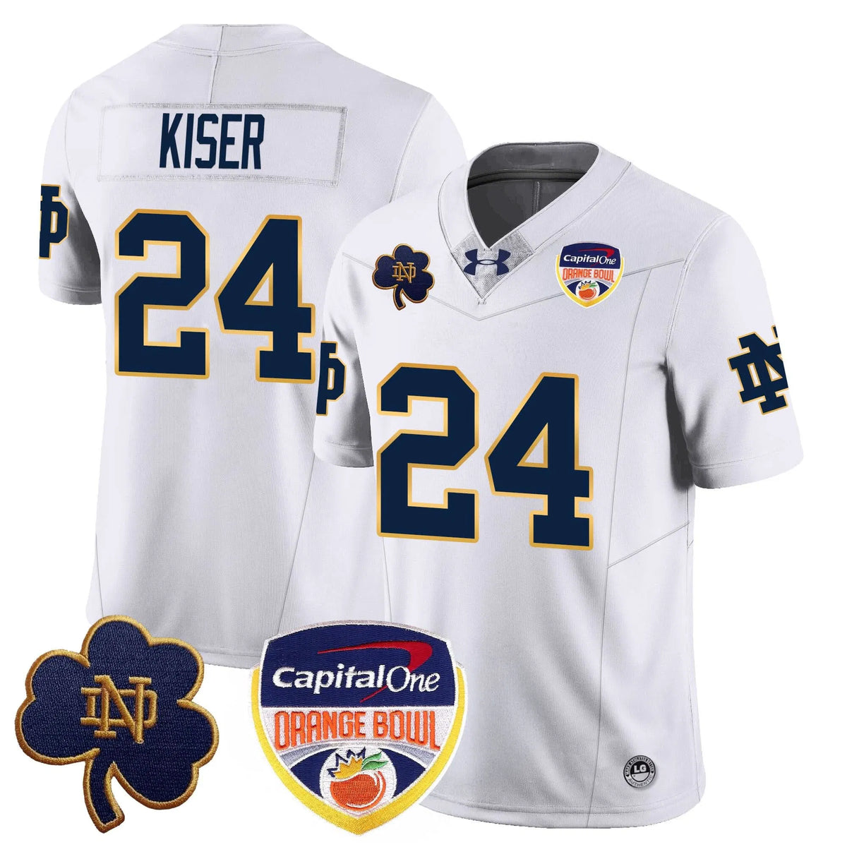 Personalized NDFI  2026 Orange Bowl Jersey - White / Jack Kiser - 24 Stitched