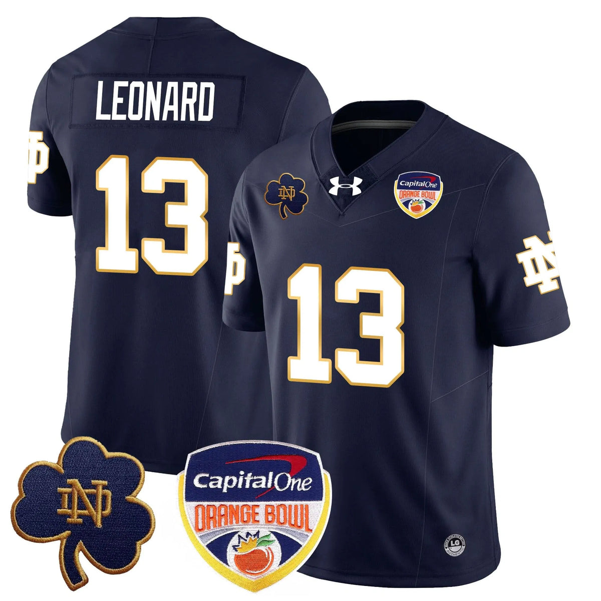 Personalized NDFI  2026 Orange Bowl Jersey - Navy / Riley Leonard - 13 Stitched