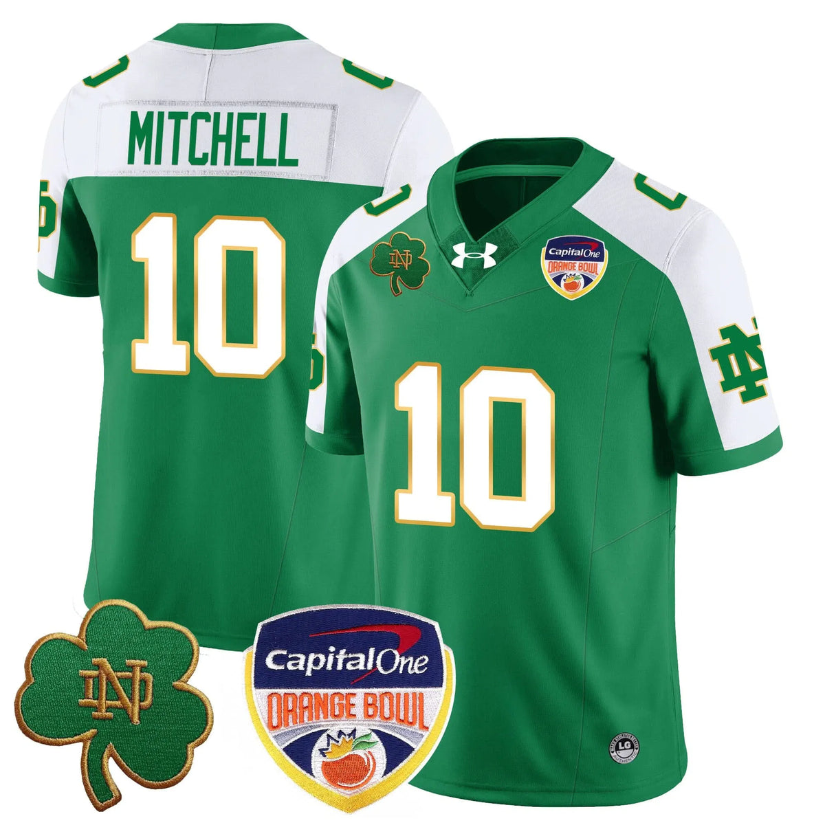 Personalized NDFI  2026 Orange Bowl Jersey - Green Alternate / Kris Mitchell - 10 Stitched