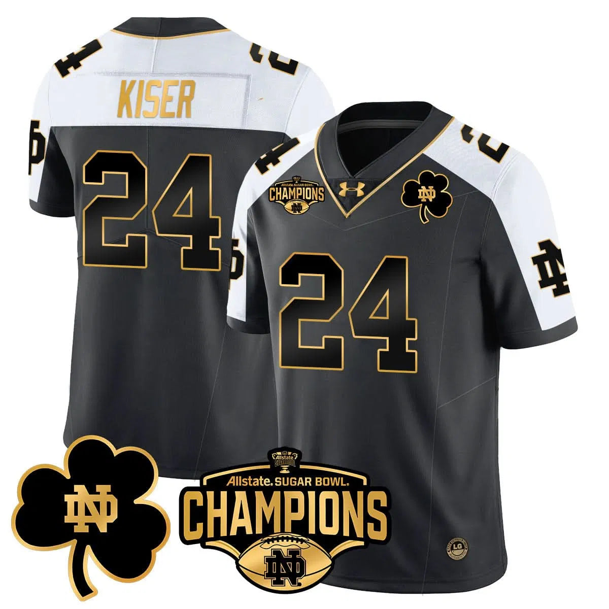 Personalized NDFI 2026 Sugar Bowl Champions Gold Jersey - Alternate / Jack Kiser Stitched