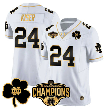 Personalized NDFI 2026 Sugar Bowl Champions Gold Jersey - White Gold / Jack Kiser Stitched