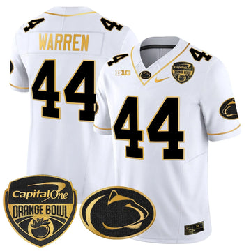 Personalized PSU Orange Bowl Patch Gold Vapor Limited Jersey - White Gold / Tyler Warren Stitched
