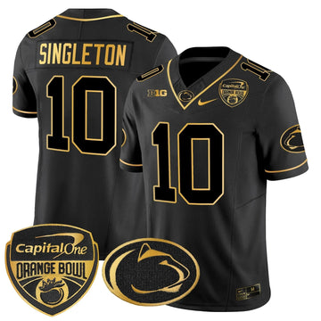 Personalized PSU Orange Bowl Patch Gold Vapor Limited Jersey - Black Gold / Nicholas Singleton Stitched