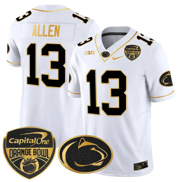 Personalized PSU Orange Bowl Patch Gold Vapor Limited Jersey - White Gold / Kaytron Allen Stitched