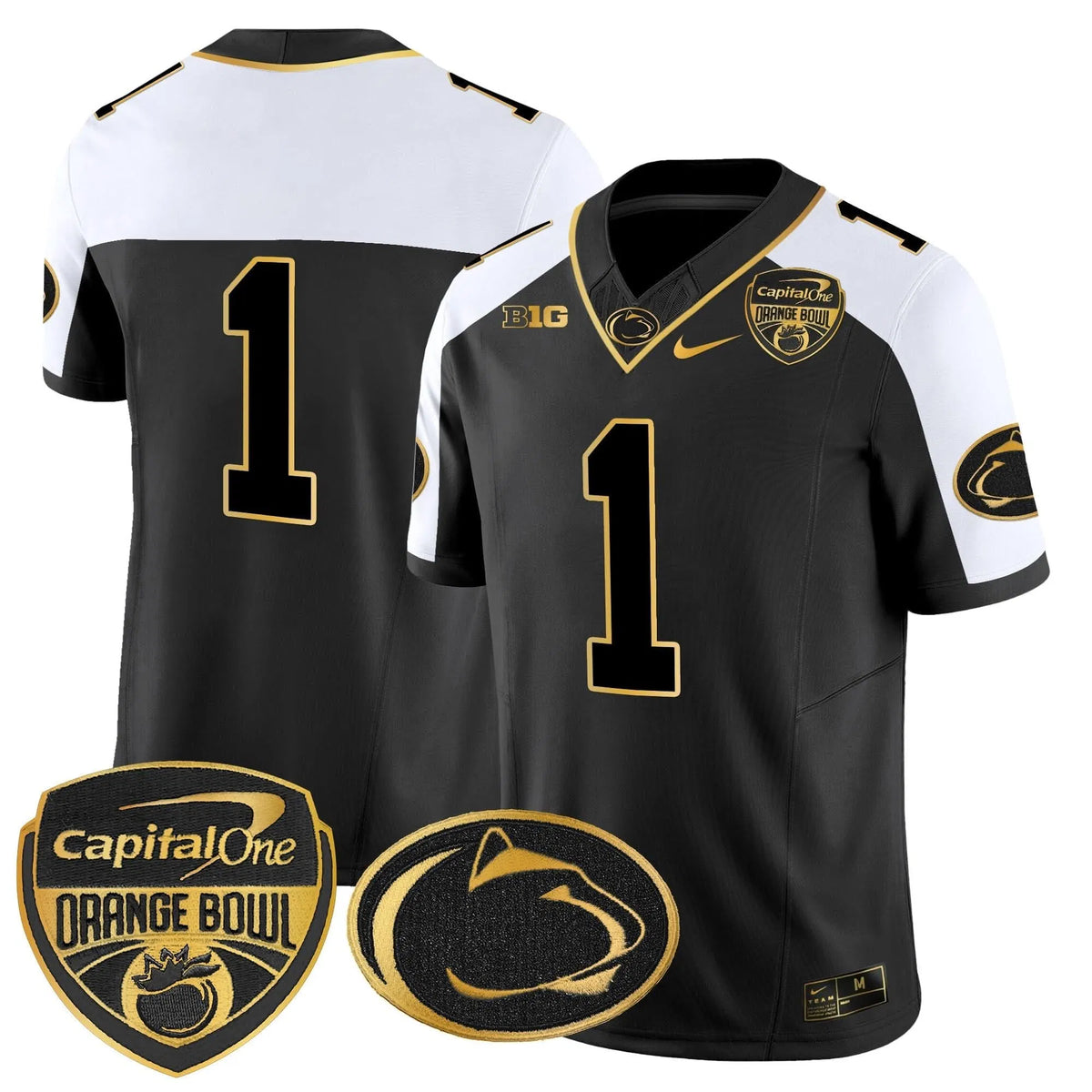 Personalized PSU Orange Bowl Patch Gold Vapor Limited Jersey - Alternate / #1 Team Stitched