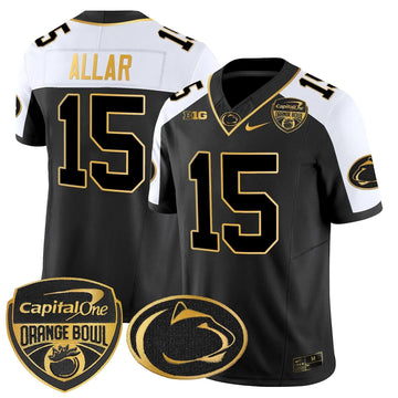Personalized PSU Orange Bowl Patch Gold Vapor Limited Jersey - Alternate / Drew Allar Stitched