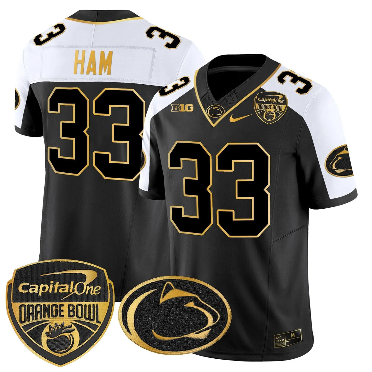 Personalized PSU Orange Bowl Patch Gold Vapor Limited Jersey - Alternate / Jack Ham Stitched