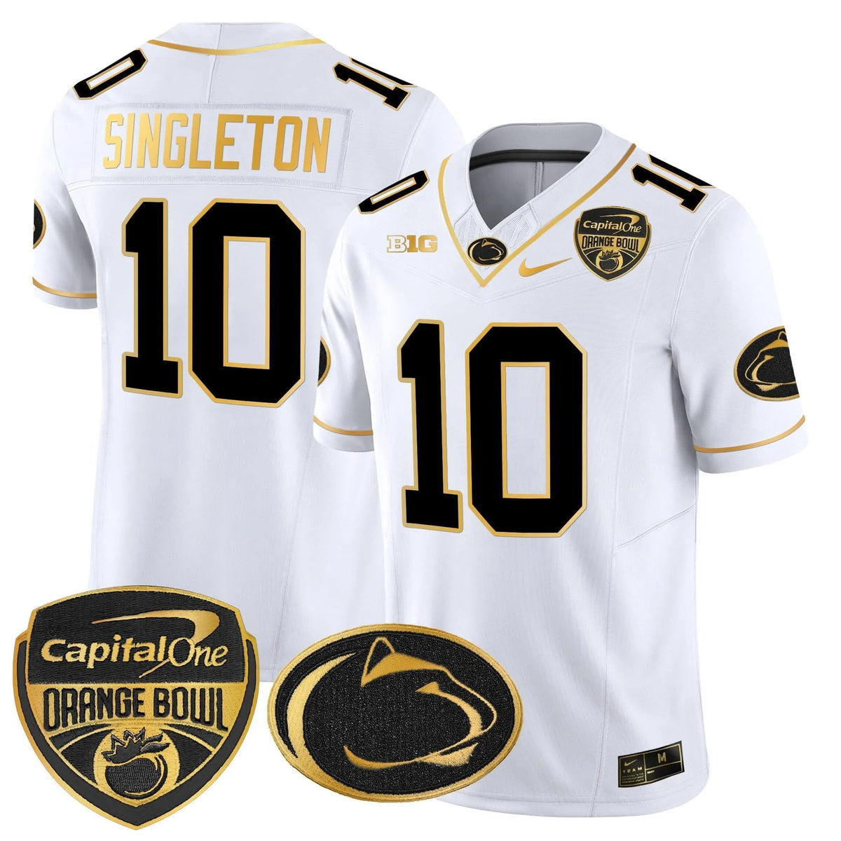 Personalized PSU Orange Bowl Patch Gold Vapor Limited Jersey - White Gold / Nicholas Singleton Stitched