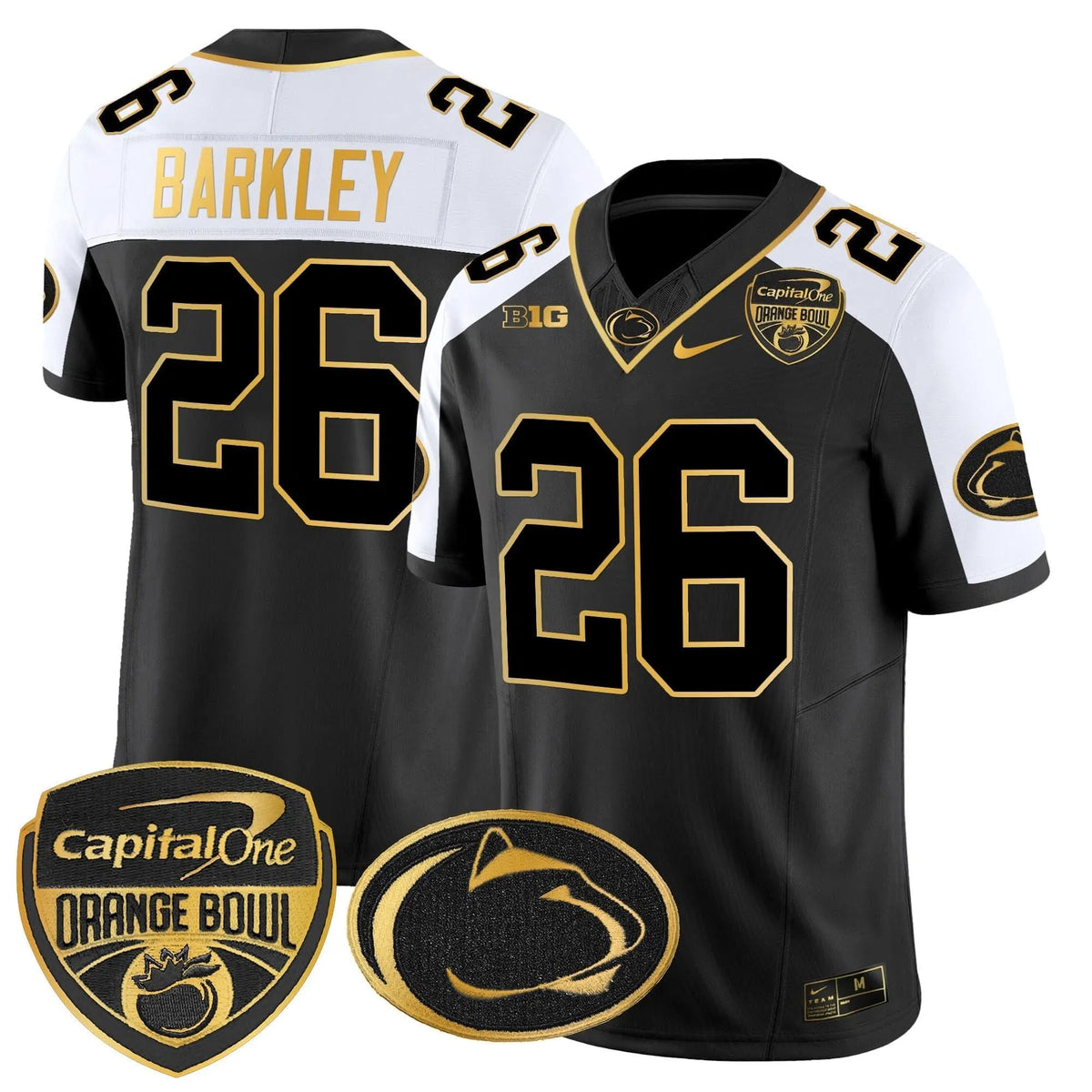 Personalized PSU Orange Bowl Patch Gold Vapor Limited Jersey - Alternate / Saquon Barkley Stitched