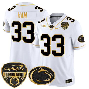 Personalized PSU Orange Bowl Patch Gold Vapor Limited Jersey - White Gold / Jack Ham Stitched