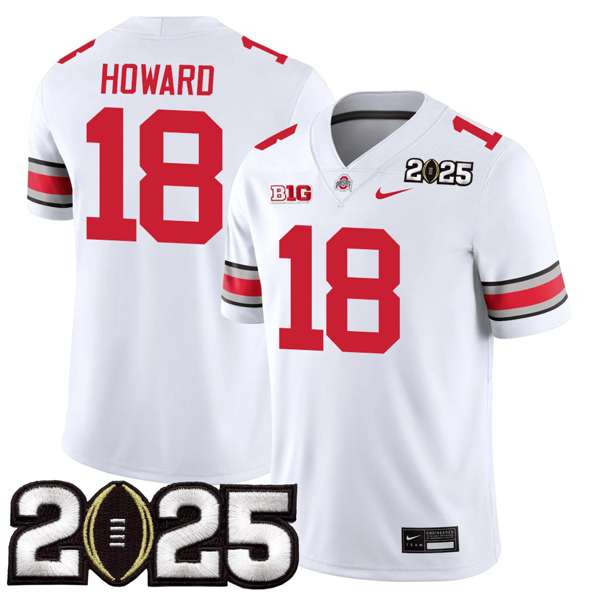 Personalized OSB Jersey - CFP Final Patch - HOWARD - 18 / White Stitched