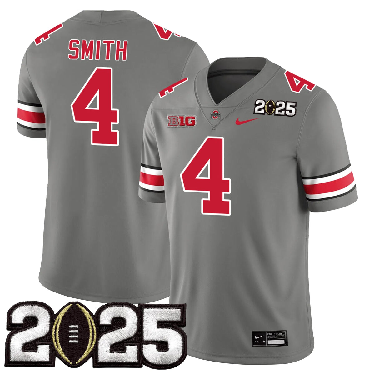 Personalized OSB Jersey - CFP Final Patch - SMITH - 4 / Grey Stitched
