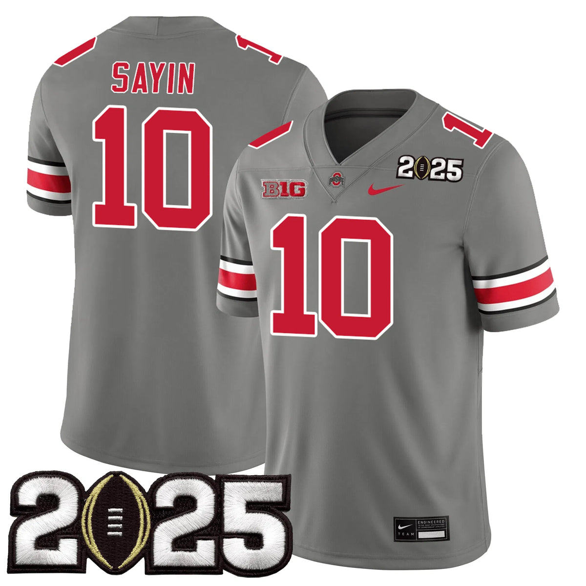 Personalized OSB Jersey - CFP Final Patch - SAYIN - 10 / Grey Stitched