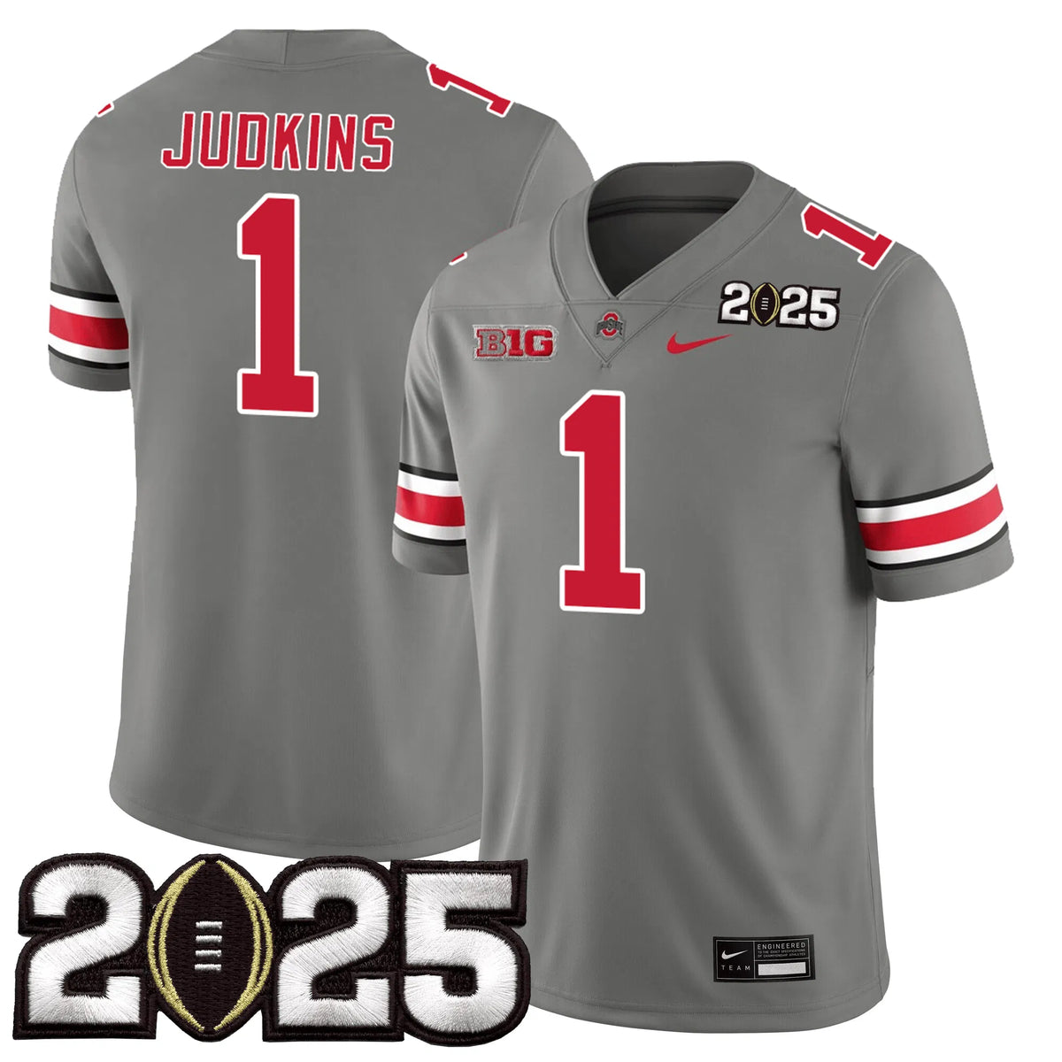 Personalized OSB Jersey - CFP Final Patch - JUDKINS - 1 / Grey Stitched
