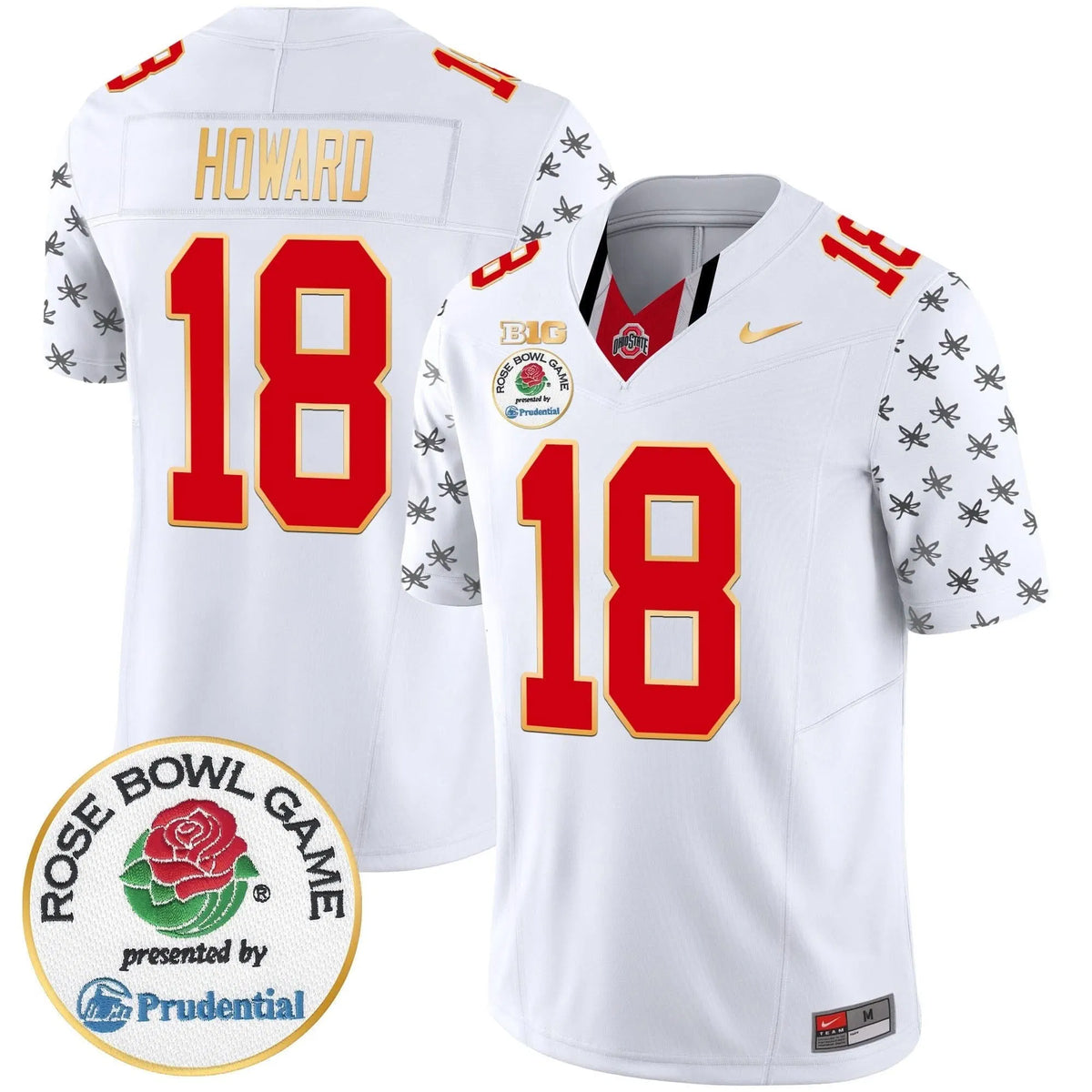 Personalized OSB Rose Bowl Gold Trim Vapor Limited Jersey - White Limited / Will Howard Stitched