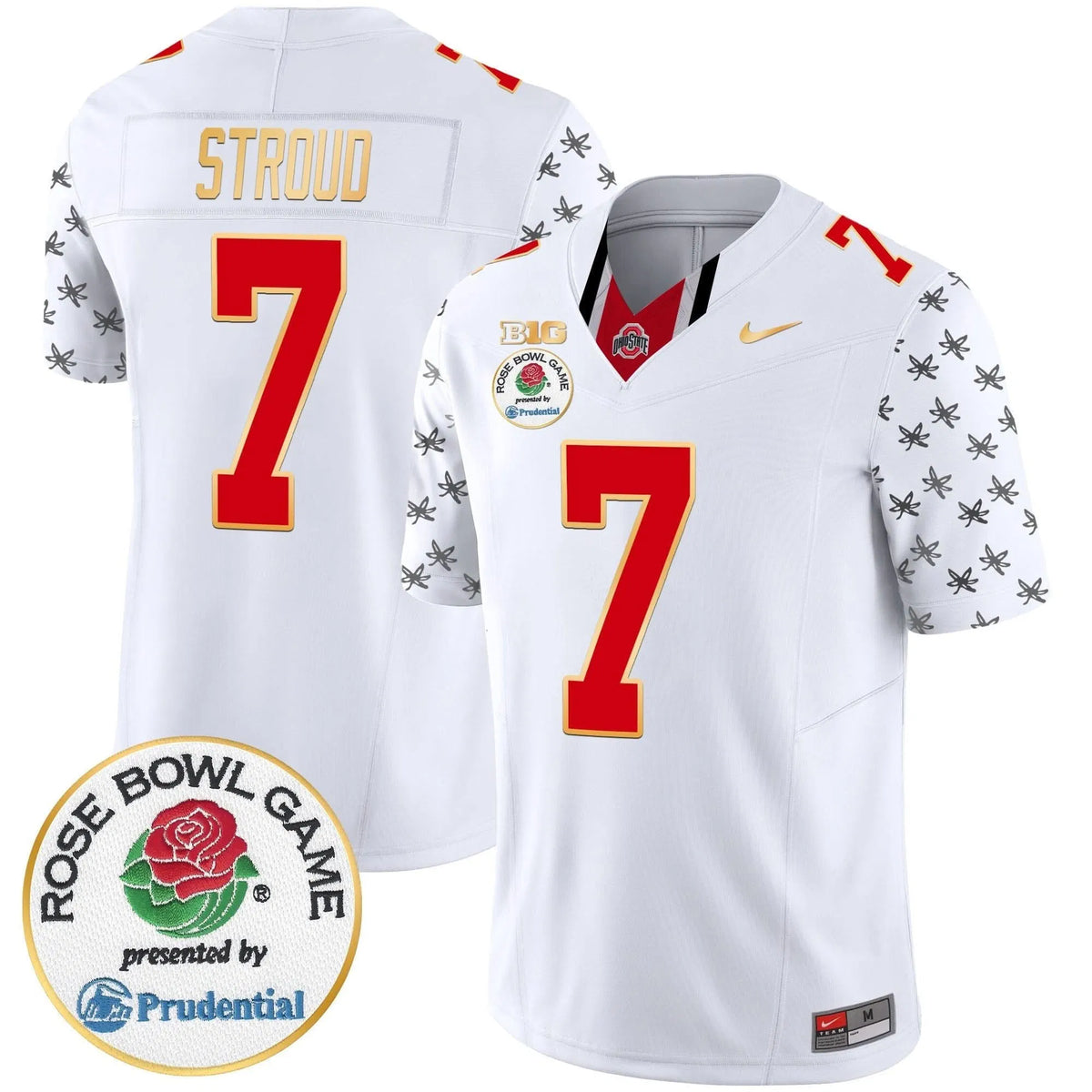 Personalized OSB Rose Bowl Gold Trim Vapor Limited Jersey - White Limited / C J Stroud Stitched