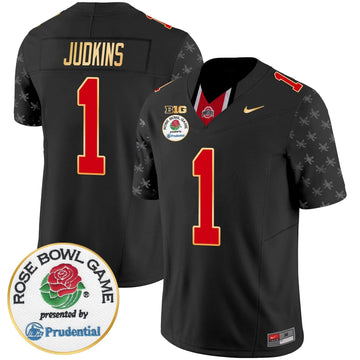Personalized OSB Rose Bowl Gold Trim Vapor Limited Jersey - Black Limited / Quinshon Judkins Stitched