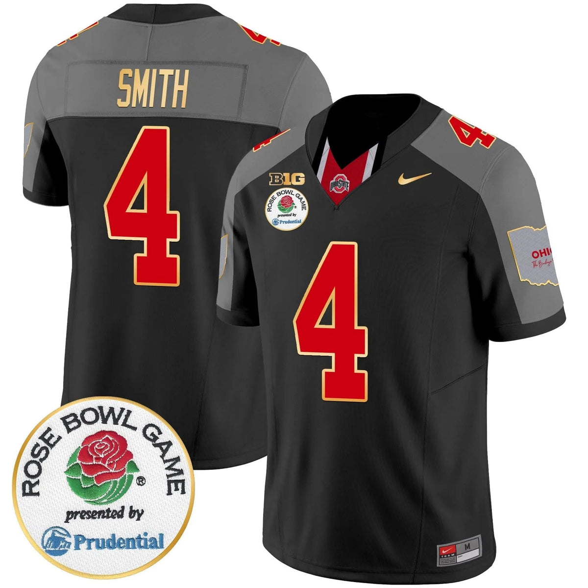 Personalized OSB Rose Bowl Gold Trim Vapor Limited Jersey - Black Special / Jeremiah Smith Stitched