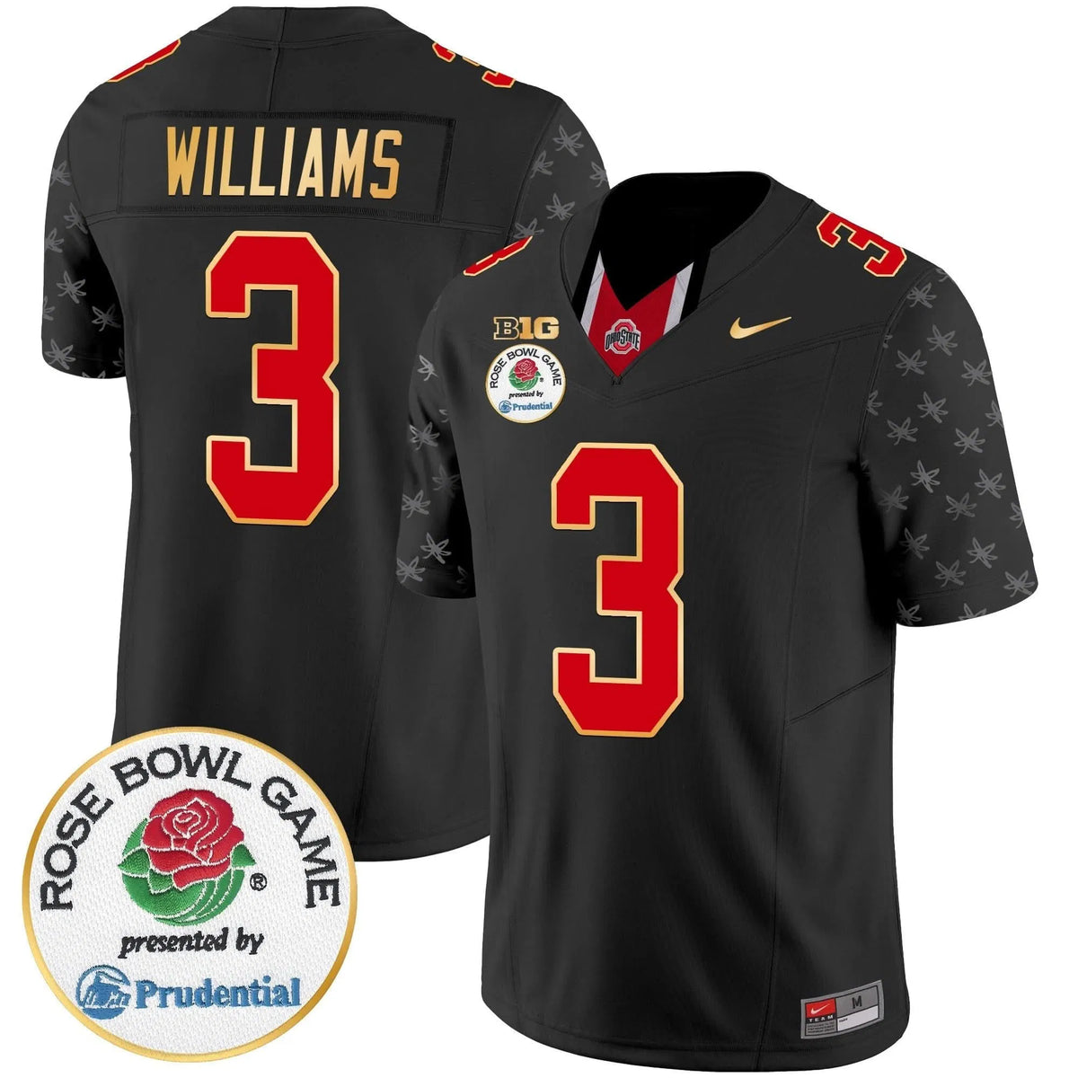 Personalized OSB Rose Bowl Gold Trim Vapor Limited Jersey - Black Limited / Miyan Williams Stitched