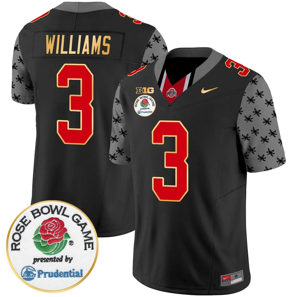 Personalized OSB Rose Bowl Gold Trim Vapor Limited Jersey - Black / Miyan Williams Stitched