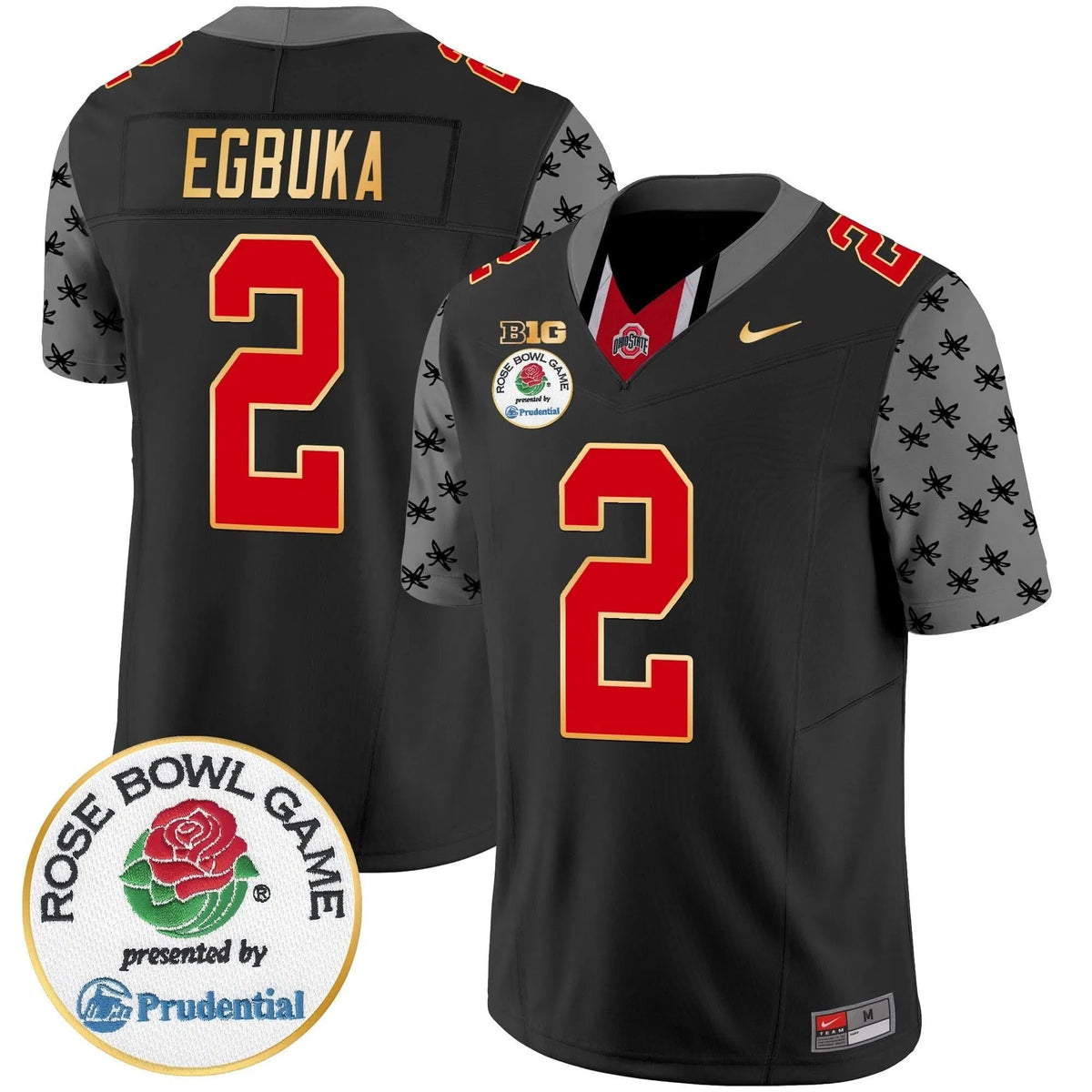 Personalized OSB Rose Bowl Gold Trim Vapor Limited Jersey - Black / Emeka Egbuka Stitched