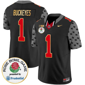 Personalized OSB Rose Bowl Gold Trim Vapor Limited Jersey - Black / #1 Buckeyes Stitched