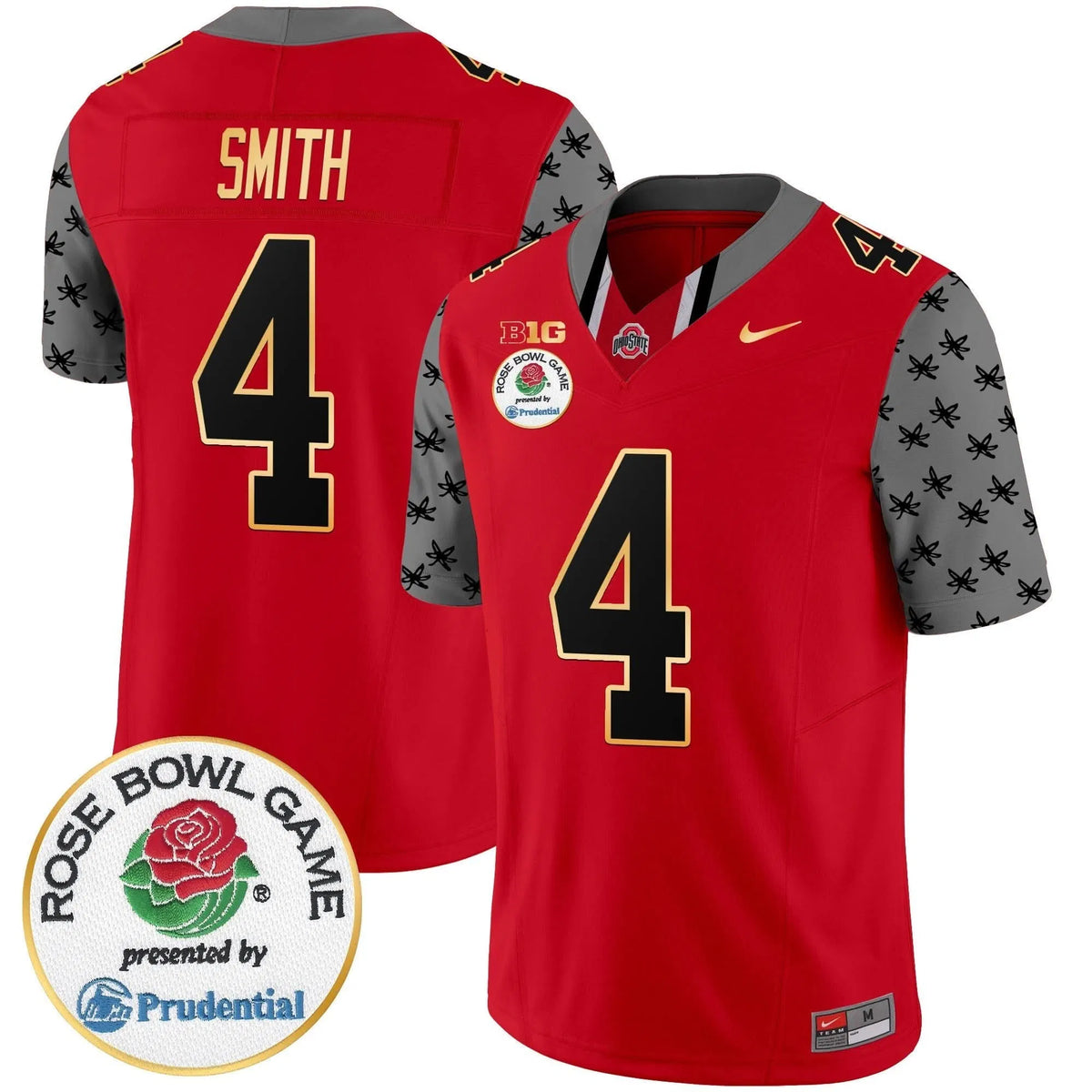 Personalized OSB Rose Bowl Gold Trim Vapor Limited Jersey - Red / Jeremiah Smith Stitched