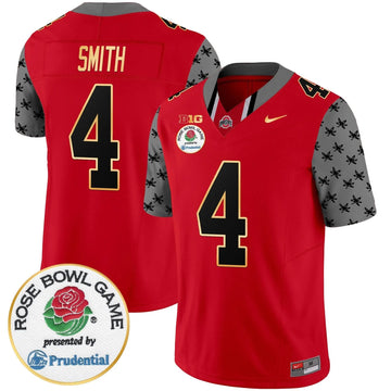 Personalized OSB Rose Bowl Gold Trim Vapor Limited Jersey - Red / Jeremiah Smith Stitched