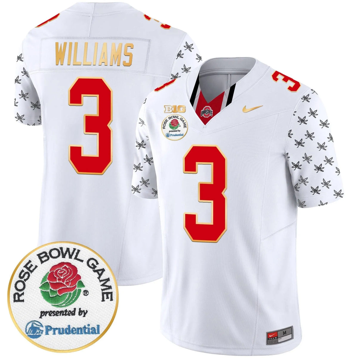Personalized OSB Rose Bowl Gold Trim Vapor Limited Jersey - White Limited / Miyan Williams Stitched