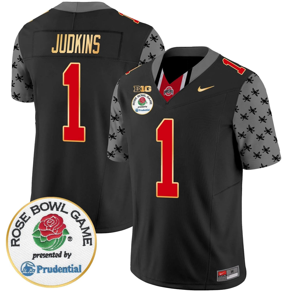 Personalized OSB Rose Bowl Gold Trim Vapor Limited Jersey - Black / Quinshon Judkins Stitched