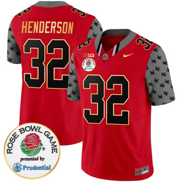 Personalized OSB Rose Bowl Gold Trim Vapor Limited Jersey - Red / TreVeyon Henderson Stitched