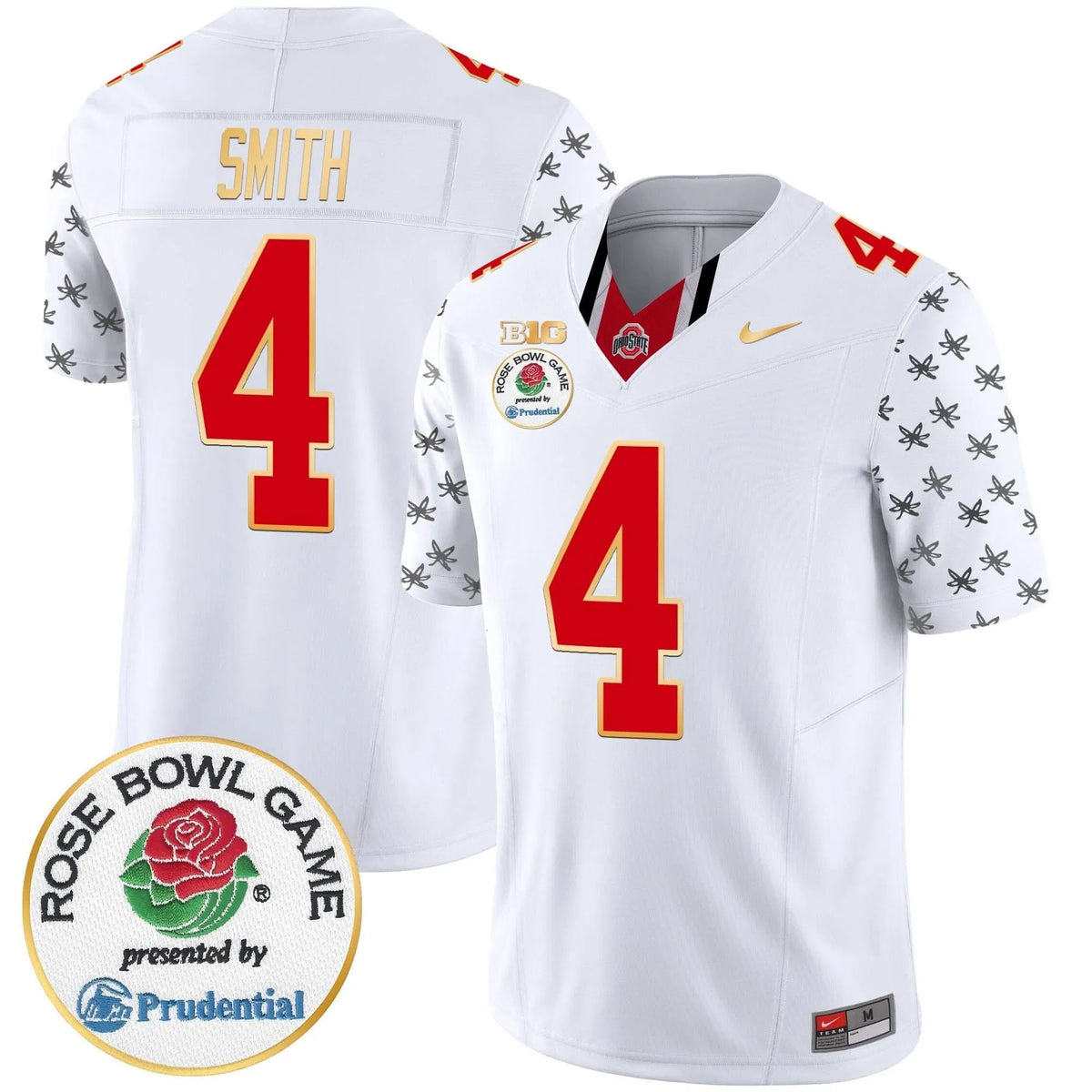 Personalized OSB Rose Bowl Gold Trim Vapor Limited Jersey - White Limited / Jeremiah Smith Stitched