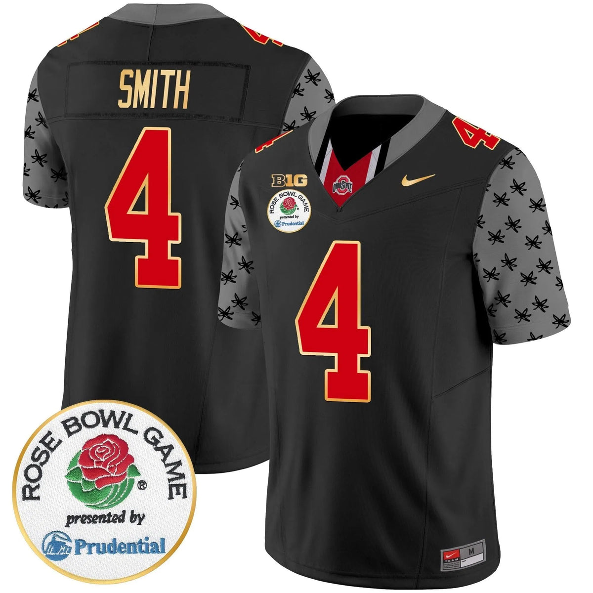 Personalized OSB Rose Bowl Gold Trim Vapor Limited Jersey - Black / Jeremiah Smith Stitched