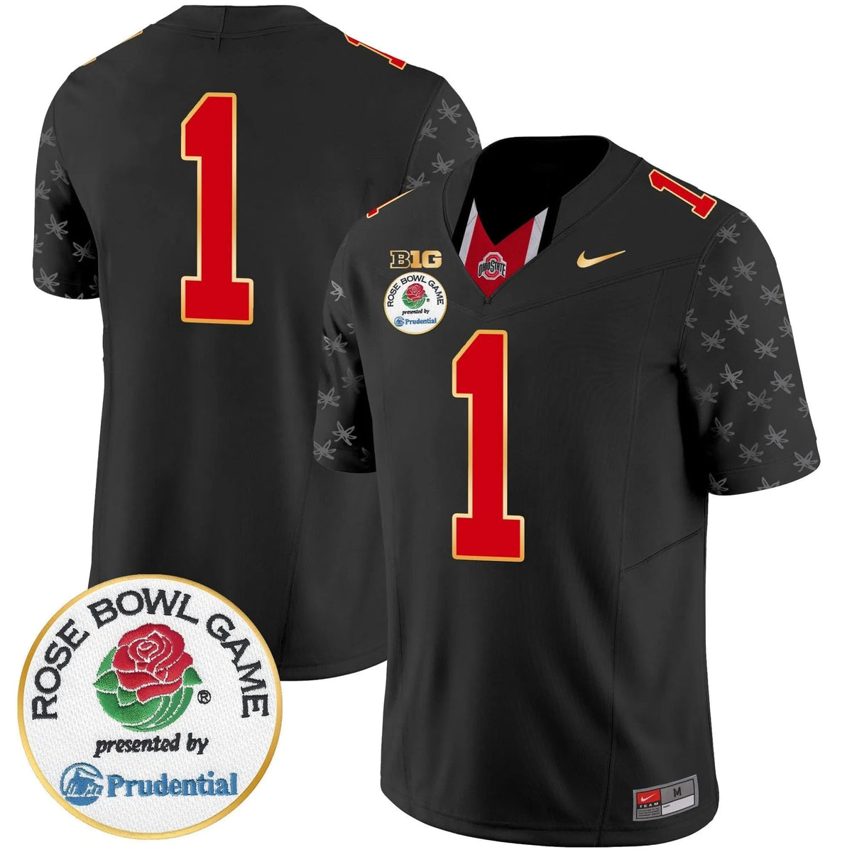 Personalized OSB Rose Bowl Gold Trim Vapor Limited Jersey - Black Limited / #1 Team Stitched