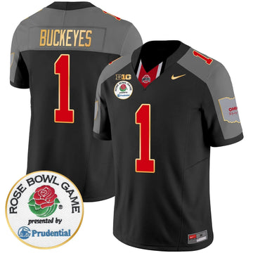 Personalized OSB Rose Bowl Gold Trim Vapor Limited Jersey - Black Special / #1 Buckeyes Stitched