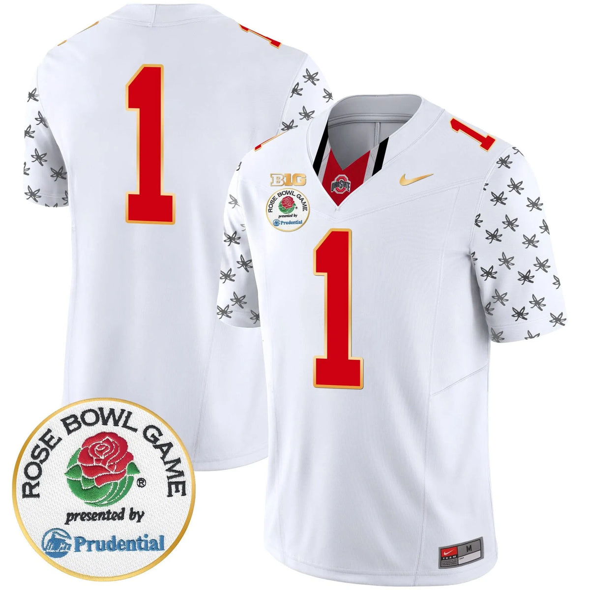 Personalized OSB Rose Bowl Gold Trim Vapor Limited Jersey - White Limited / #1 Team Stitched