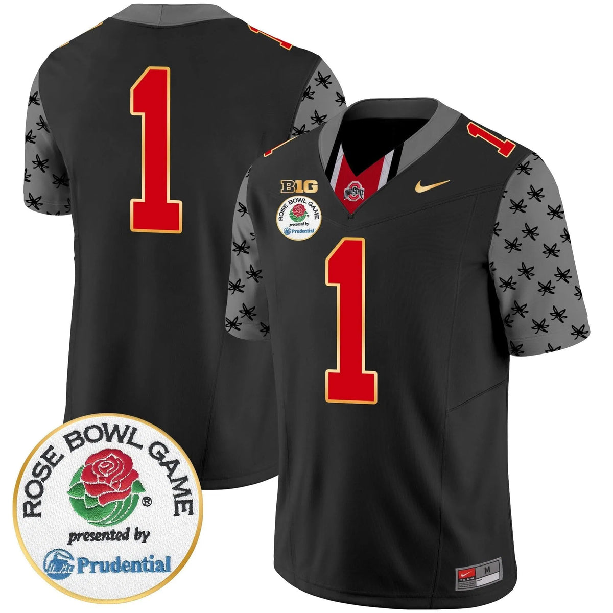 Personalized OSB Rose Bowl Gold Trim Vapor Limited Jersey - Black / #1 Team Stitched