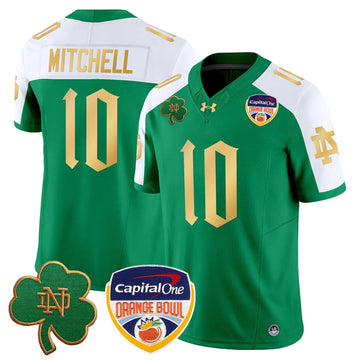 Personalized NDFI 2026 Orange Bowl Patch Vapor Limited Jersey V2 - Green Alternate / Kris Mitchell Stitched