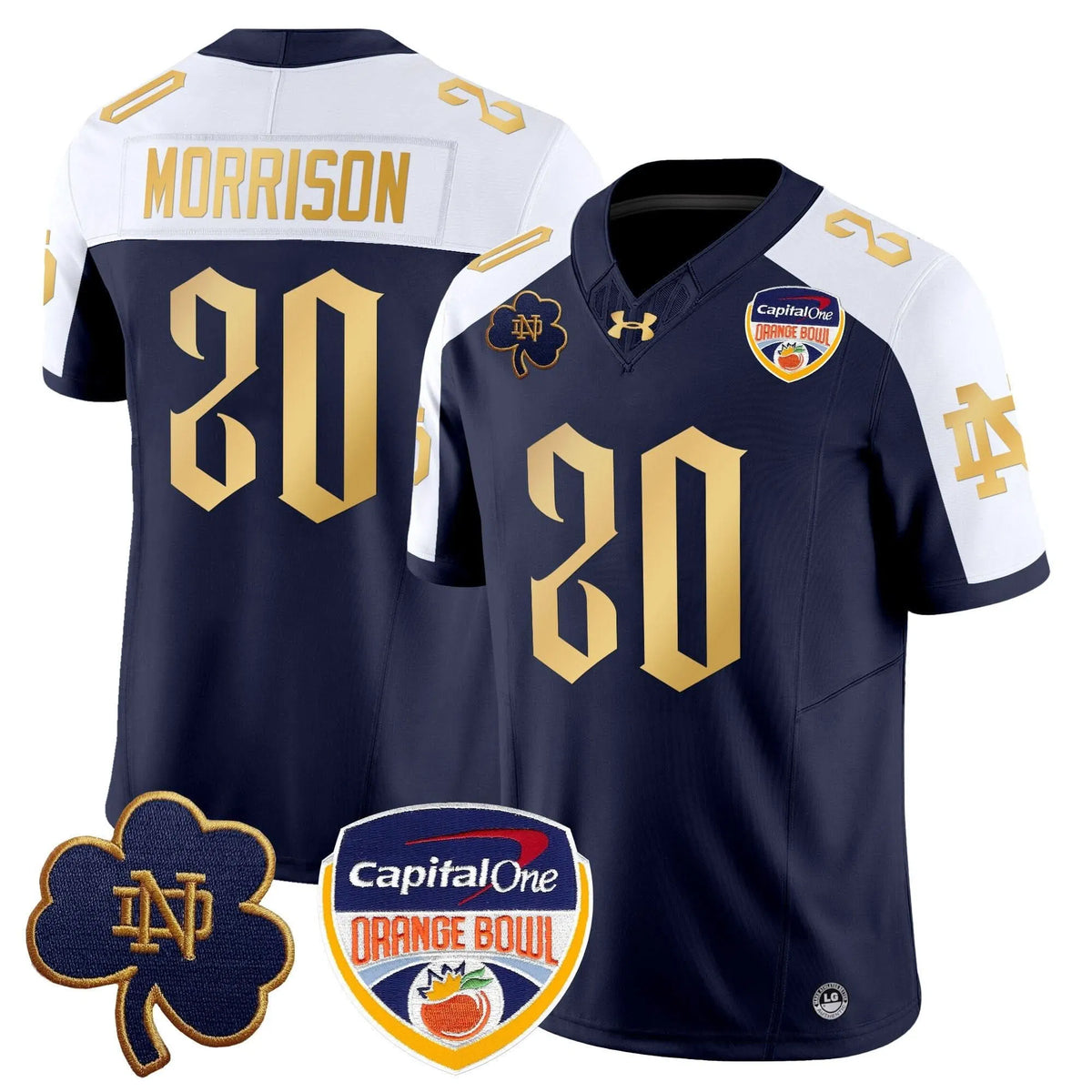 Personalized NDFI 2026 Orange Bowl Patch Vapor Limited Jersey V2 - Navy Alternate / Benjamin Morrison Stitched