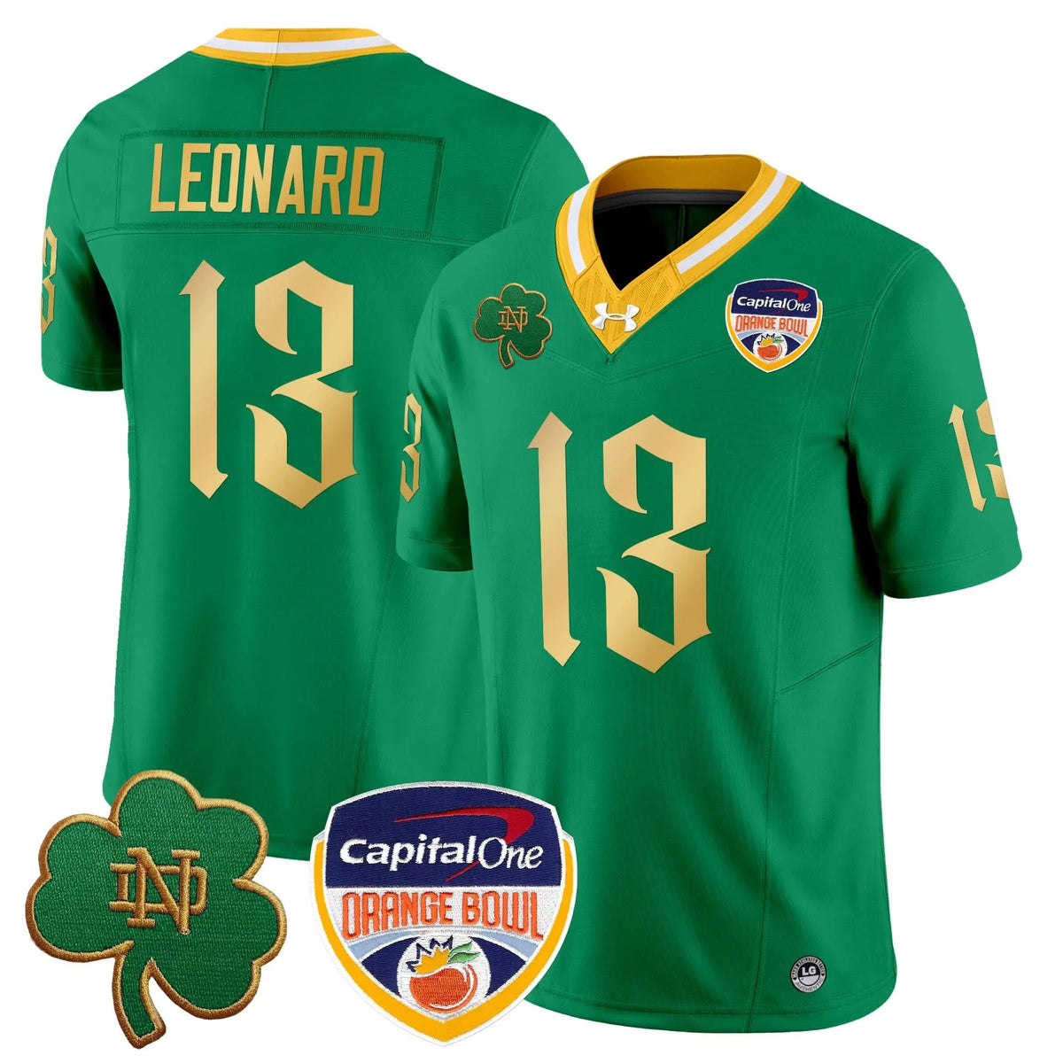 Personalized NDFI 2026 Orange Bowl Patch Vapor Limited Jersey V2 - Throwback / Riley Leonard Stitched