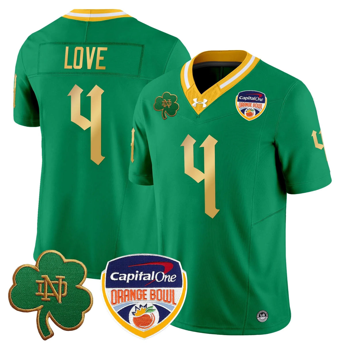 Personalized NDFI 2026 Orange Bowl Patch Vapor Limited Jersey V2 - Throwback / Jeremiyah Love Stitched