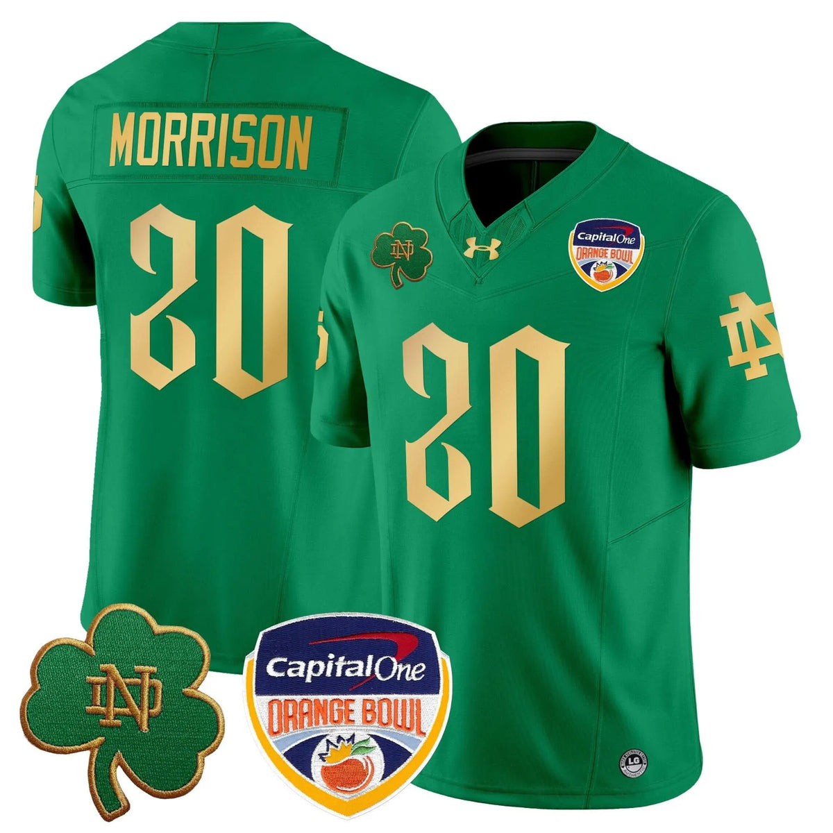 Personalized NDFI 2026 Orange Bowl Patch Vapor Limited Jersey V2 - Green / Benjamin Morrison Stitched