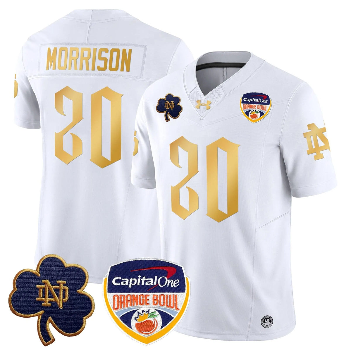 Personalized NDFI 2026 Orange Bowl Patch Vapor Limited Jersey V2 - White / Benjamin Morrison Stitched