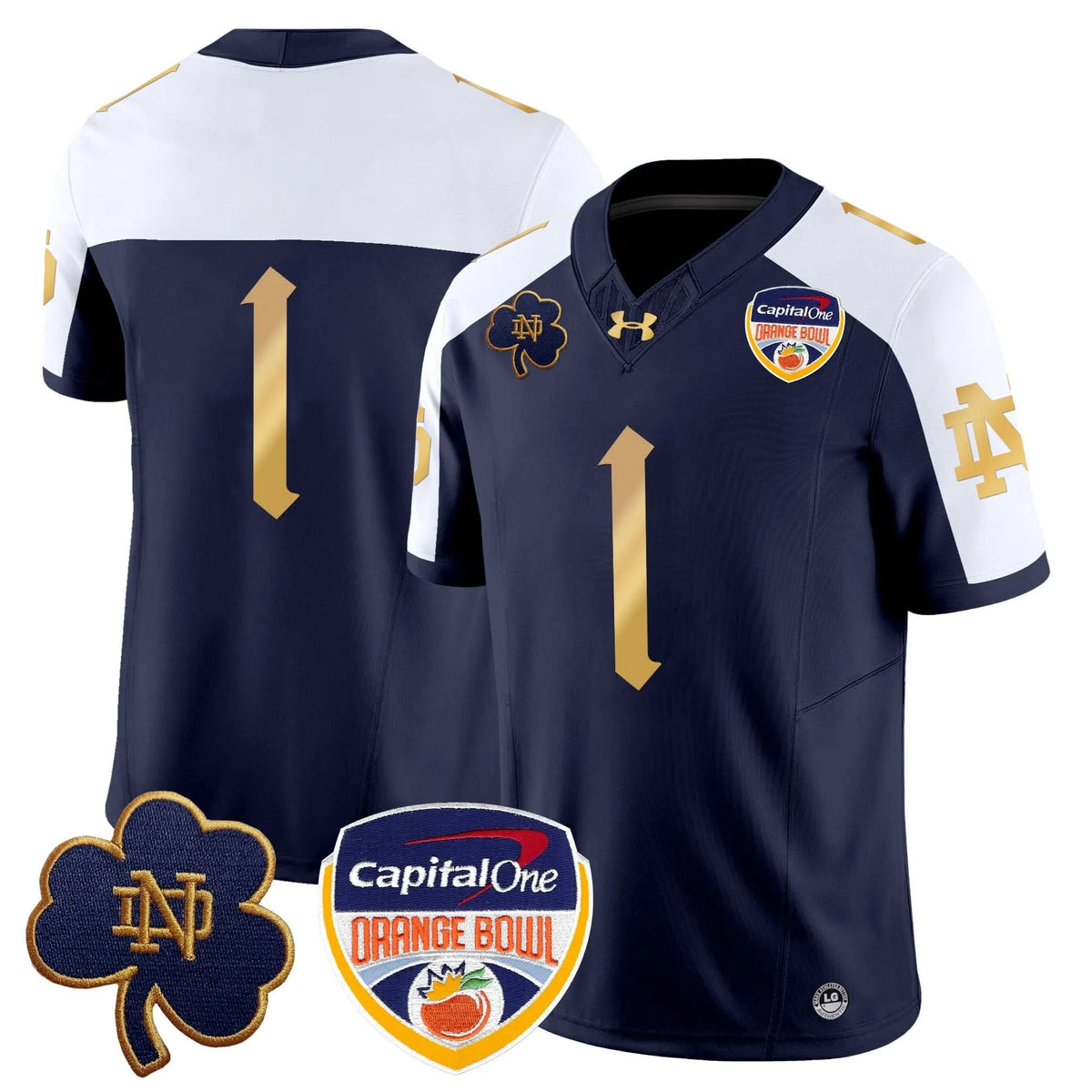 Personalized NDFI 2026 Orange Bowl Patch Vapor Limited Jersey V2 - Navy Alternate / #1 Team Stitched