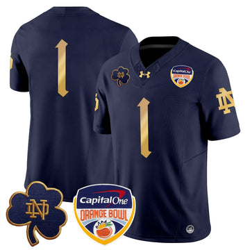 Personalized NDFI 2026 Orange Bowl Patch Vapor Limited Jersey V2 - Navy / #1 Team Stitched