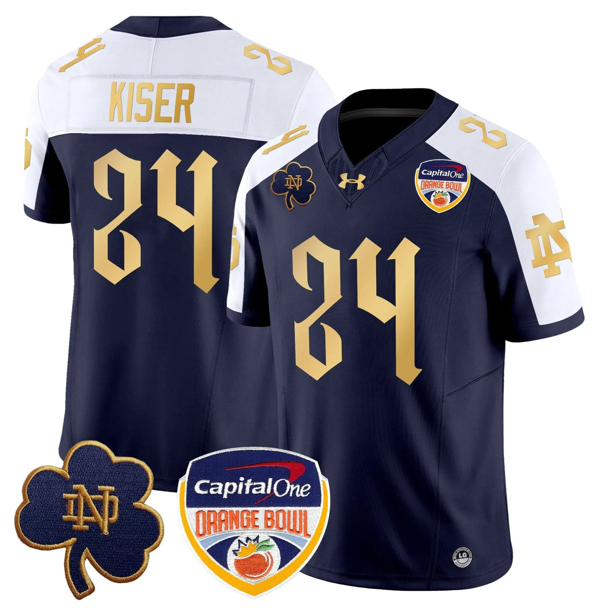 Personalized NDFI 2026 Orange Bowl Patch Vapor Limited Jersey V2 - Navy Alternate / Jack Kiser Stitched