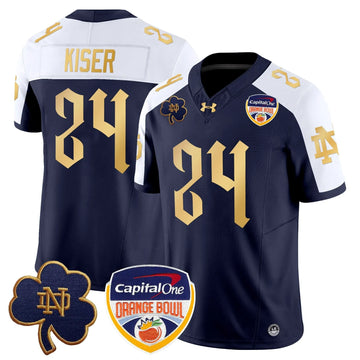 Personalized NDFI 2026 Orange Bowl Patch Vapor Limited Jersey V2 - Navy Alternate / Jack Kiser Stitched