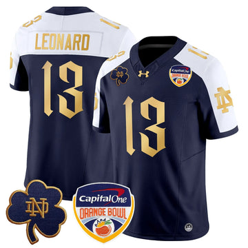 Personalized NDFI 2026 Orange Bowl Patch Vapor Limited Jersey V2 - Navy Alternate / Riley Leonard Stitched