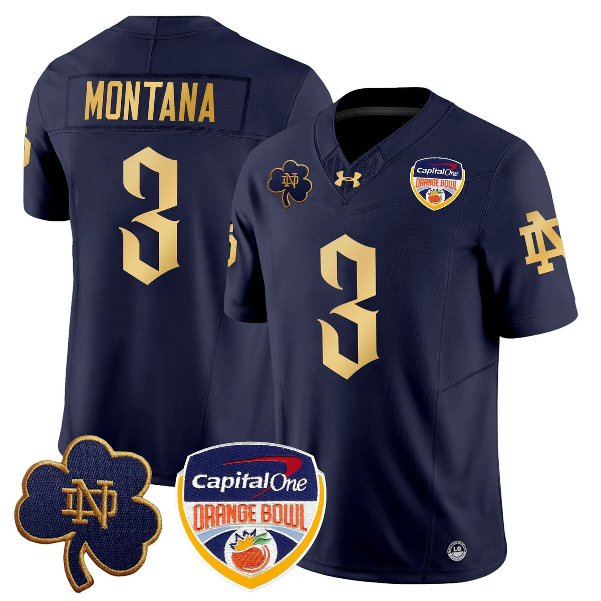Personalized NDFI 2026 Orange Bowl Patch Vapor Limited Jersey V2 - Navy / Joe Montana Stitched