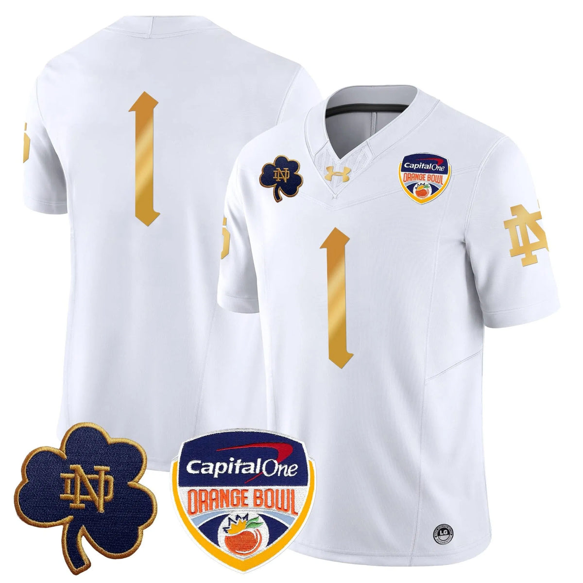Personalized NDFI 2026 Orange Bowl Patch Vapor Limited Jersey V2 - White / #1 Team Stitched